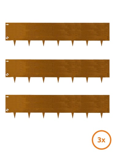 Rasenkante Multi-Edge METAL Cortenstahl 150x37,5cm, Set 3 Stück