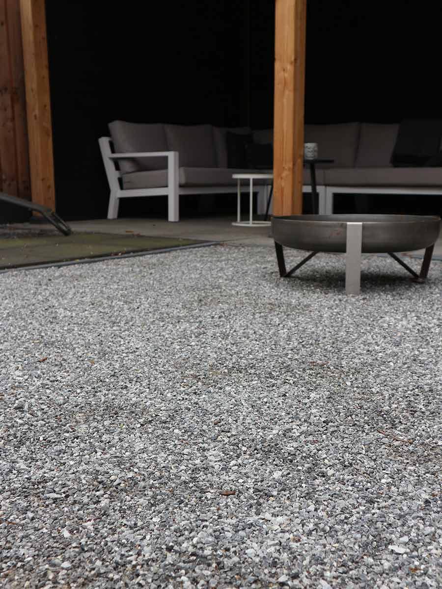 Dolomit Splitt Silver Grey 0 - 5mm verlegt