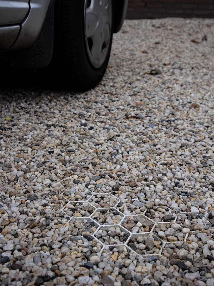EuroGravel RPO Kiesgitter Weiß verlegt
