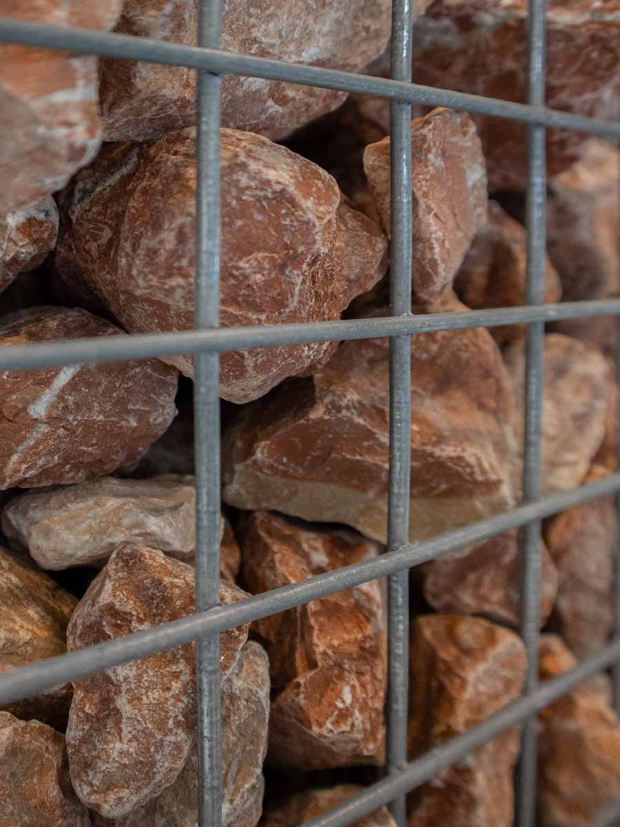 Marmor Rot Bruchsteine 40 - 80mm (4 - 8cm) verlegt im korb