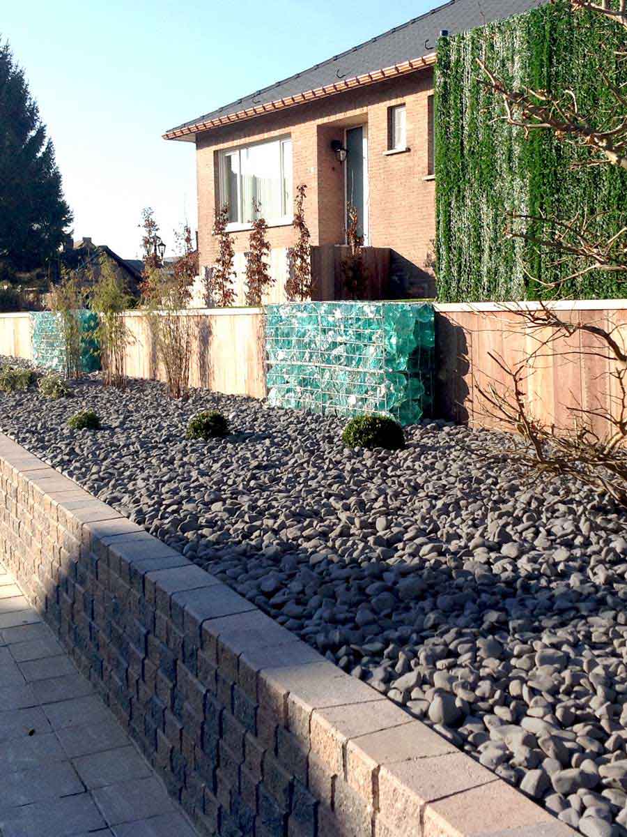 Nero Ebano Kies Gabionensteine 40 - 60 verlegt