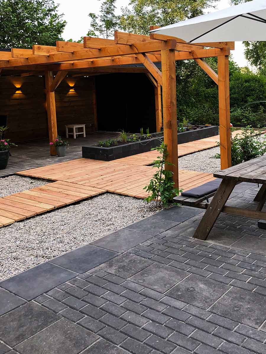 Quarzkies weiss grau garten verlegt
