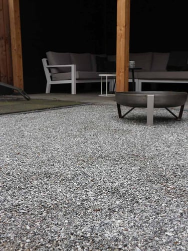 Dolomit Splitt Silver Grey 0 - 5mm verlegt