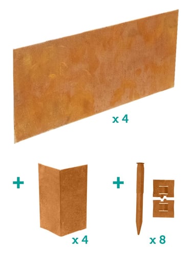 Mutli-Edge ADVANCE Cortenstahl Pflanzkübel 60x60x20cm Verpackungsinhalt