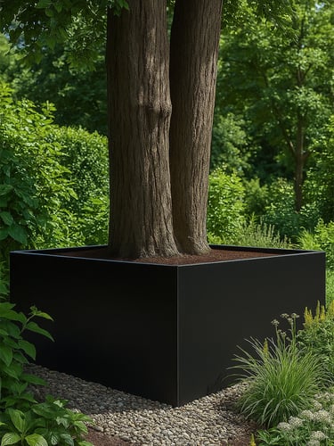 Multi-Edge FLORA Pflanzkübel Schwarz 120x120x40cm verlegt