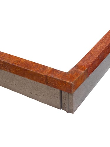 Multi-Edge PROFILE Cortenstahl U-Profil Eckstücke für Bordsteinkanten 5x5x5x12cm verlegt mit U-Profil