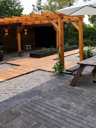 Quarzkies weiss grau garten verlegt