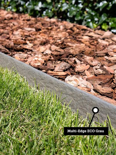 Rindenmulch 25 - 40mm verlegt mit Multi-Edge ECO Grau