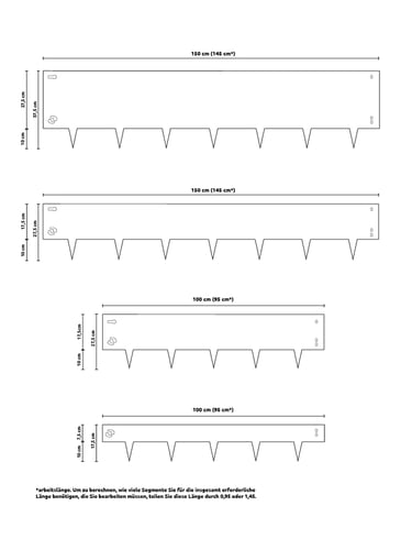 Abmessungen von alle Varianten von Multi-Edge METAL Cortenstahl