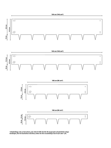 Abmessungen von alle Varianten von Multi-Edge METAL Cortenstahl